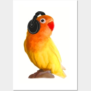 Bird Listening to Music in Outer Space Posters and Art